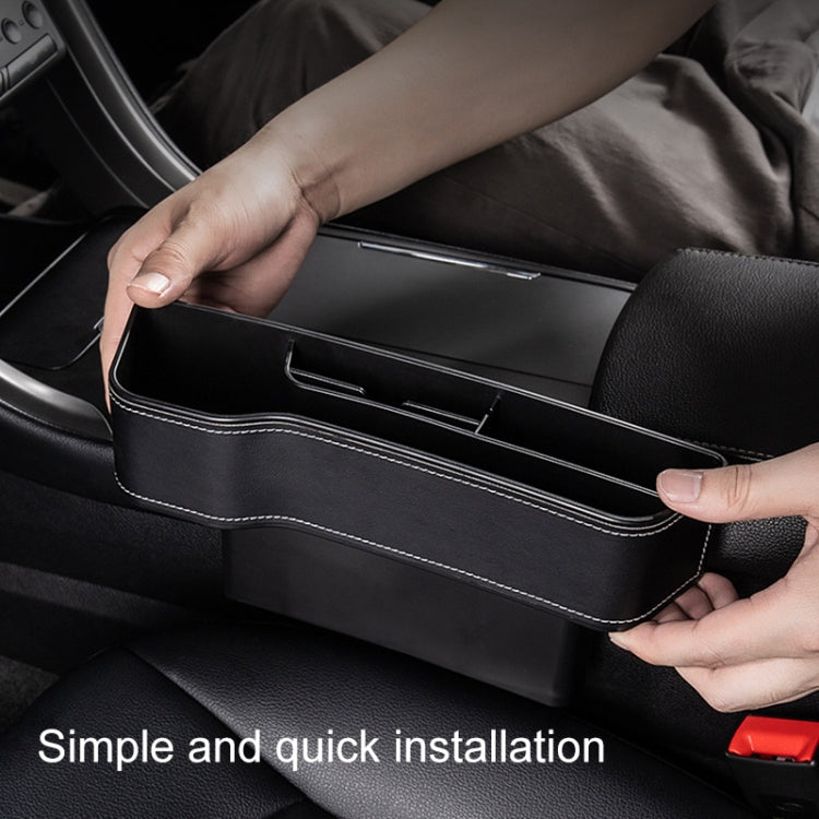 Car Multi-functional Console Box Cup Holder Seat Gap Side Storage Box, Leather Style, Color:Beige(Front Passenger Seat)
