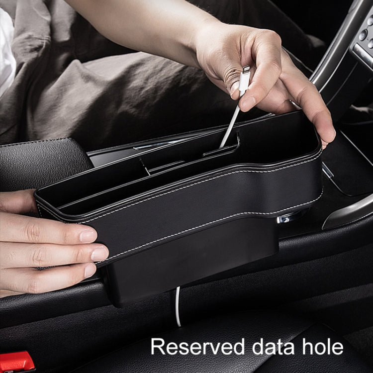 Car Multi-functional Console Box Cup Holder Seat Gap Side Storage Box, Leather Style, Color:Beige(Front Passenger Seat)