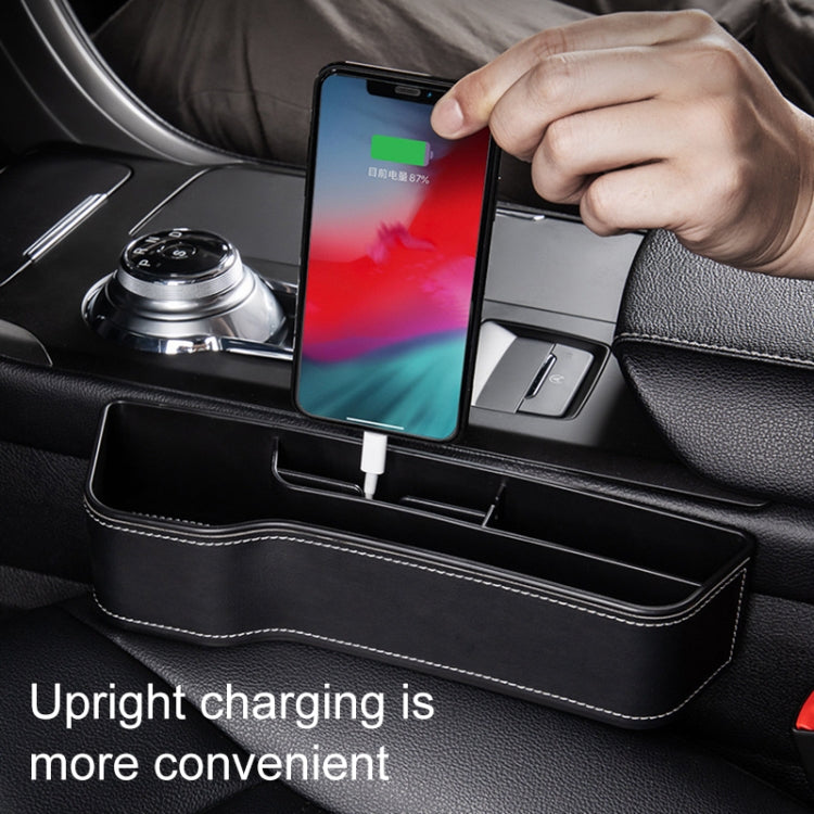 Car Multi-functional Console Box Cup Holder Seat Gap Side Storage Box, Leather Style, Color:Beige(Front Passenger Seat)