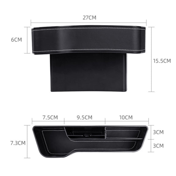 Car Multi-functional Console Box Cup Holder Seat Gap Side Storage Box, Leather Style, Color:Brown(Main Driver Seat)