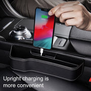 Car Multi-functional Console Box Cup Holder Seat Gap Side Storage Box, Leather Style, Color:Brown(Main Driver Seat)