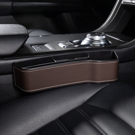 Car Multi-functional Console Box Cup Holder Seat Gap Side Storage Box, Leather Style, Color:Brown(Front Passenger Seat)