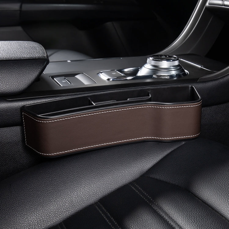 Car Multi-functional Console Box Cup Holder Seat Gap Side Storage Box, Leather Style, Color:Brown(Front Passenger Seat)