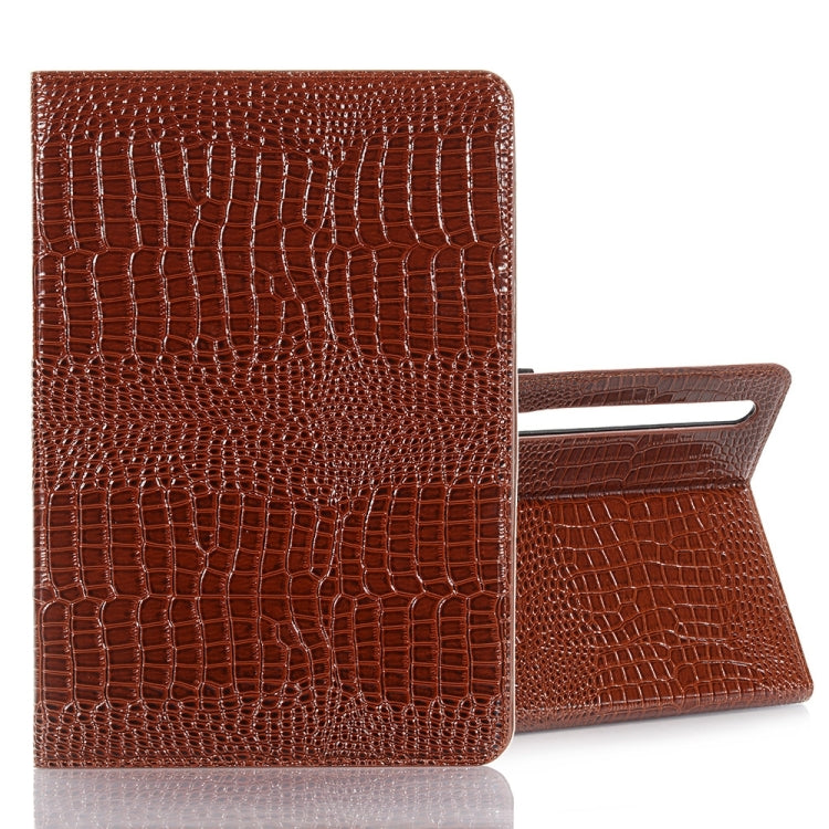 For Samsung Galaxy Tab S9 Crocodile Texture Leather Tablet Case(Brown)