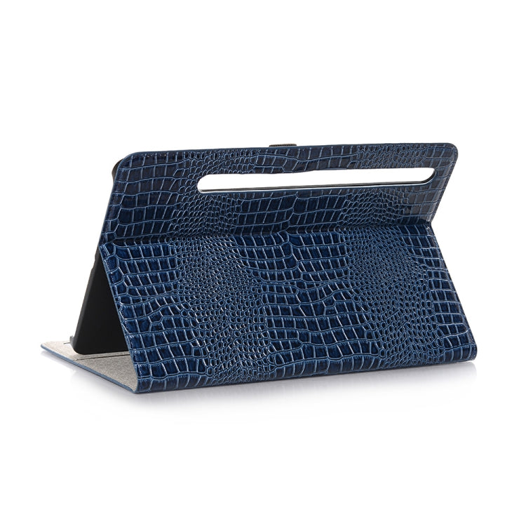 For Samsung Galaxy Tab S9 Crocodile Texture Leather Tablet Case(Blue)