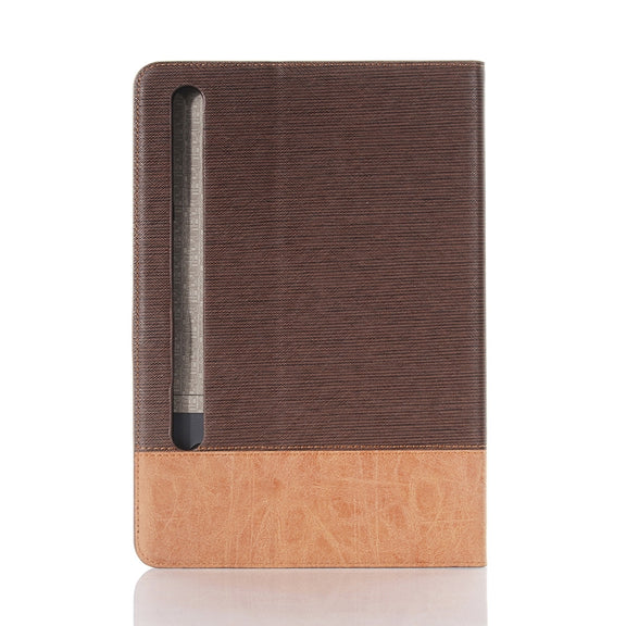 For Samsung Galaxy Tab S9 FE Cross Texture Stitching Leather Tablet Case(Dark Brown)