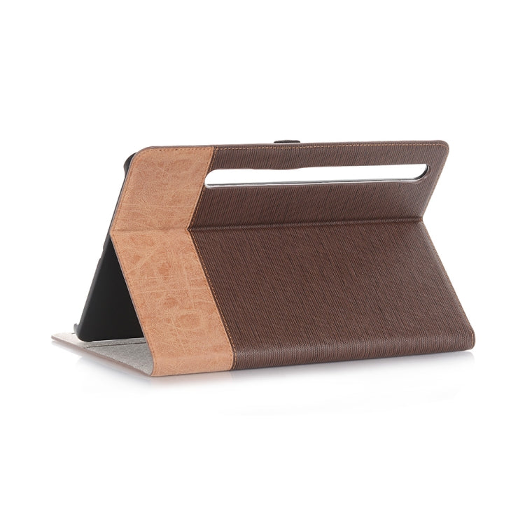 For Samsung Galaxy Tab S9 FE Cross Texture Stitching Leather Tablet Case(Dark Brown)