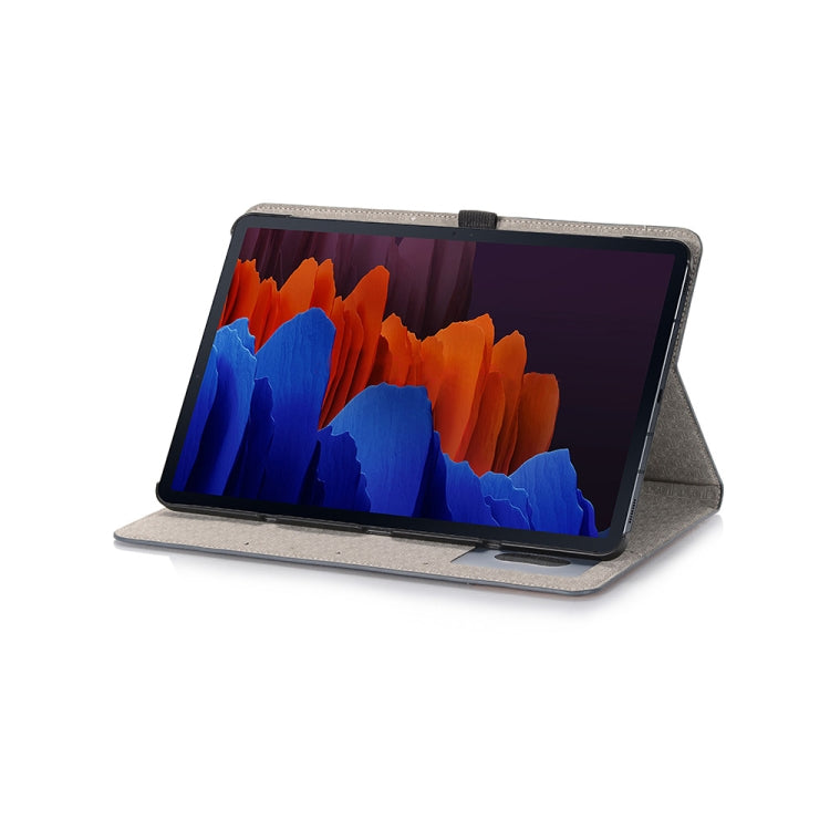 For Samsung Galaxy Tab S9 Cross Texture Stitching Leather Tablet Case(Dark Blue)