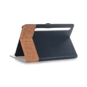 For Samsung Galaxy Tab S9 Cross Texture Stitching Leather Tablet Case(Dark Blue)