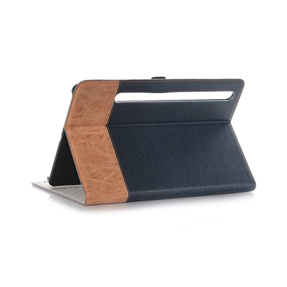 For Samsung Galaxy Tab S9 Cross Texture Stitching Leather Tablet Case(Dark Blue)