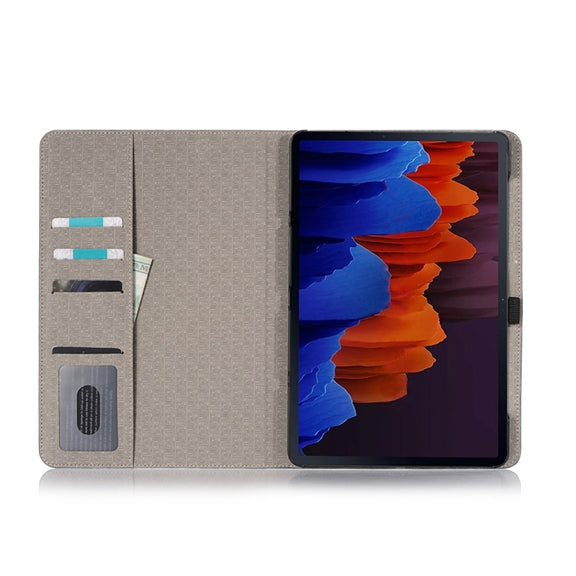 For Samsung Galaxy Tab S9 Cross Texture Stitching Leather Tablet Case(Dark Brown)