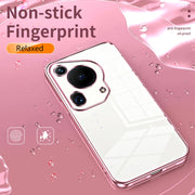 For Huawei Pura 70 Ultra Transparent Plating Fine Hole Phone Case(Black)