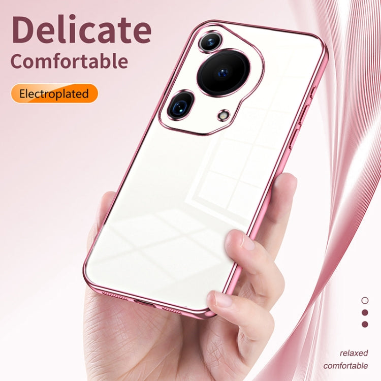 For Huawei Pura 70 Ultra Transparent Plating Fine Hole Phone Case(Black)