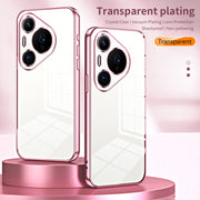 For Huawei Pura 70 Pro Transparent Plating Fine Hole Phone Case(Pink)
