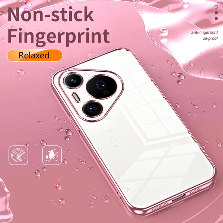 For Huawei Pura 70 Pro Transparent Plating Fine Hole Phone Case(Pink)