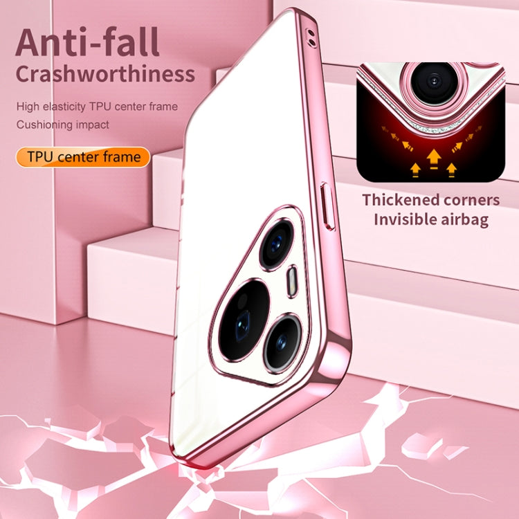For Huawei Pura 70 Pro Transparent Plating Fine Hole Phone Case(Pink)