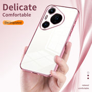 For Huawei Pura 70 Pro Transparent Plating Fine Hole Phone Case(Gold)