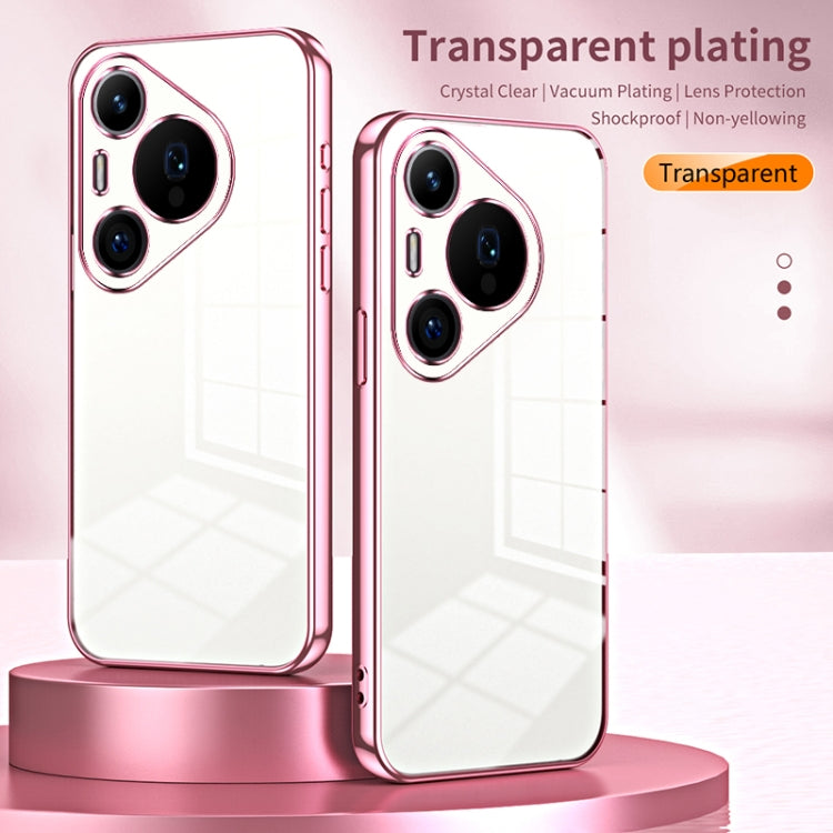 For Huawei Pura 70 Pro Transparent Plating Fine Hole Phone Case(Blue)