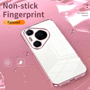For Huawei Pura 70 Pro Transparent Plating Fine Hole Phone Case(Blue)