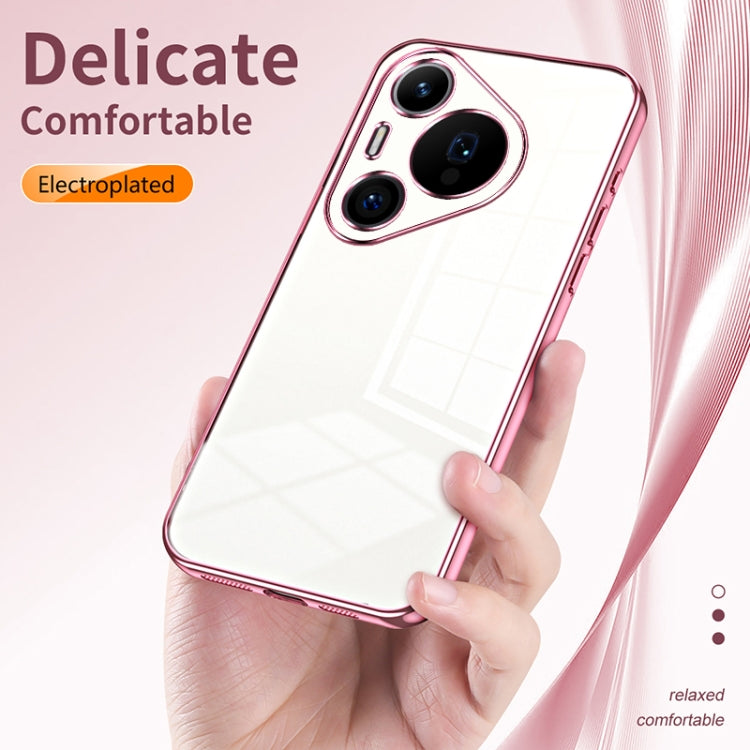 For Huawei Pura 70 Pro Transparent Plating Fine Hole Phone Case(Blue)