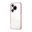 For Huawei Pura 70 Transparent Plating Fine Hole Phone Case(Pink) - Huawei Cases by PMC Jewellery | Online Shopping South Africa | PMC Jewellery | Buy Now Pay Later Mobicred