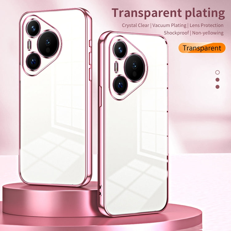 For Huawei Pura 70 Transparent Plating Fine Hole Phone Case(Blue)