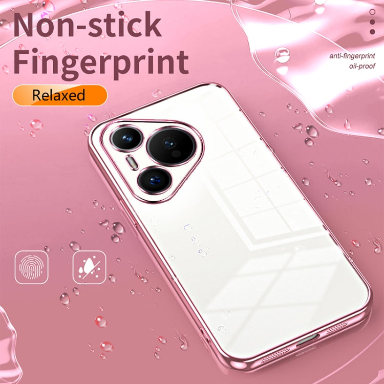 For Huawei Pura 70 Transparent Plating Fine Hole Phone Case(Black)