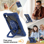 For iPad Air 11 2024 Contrast Color Robot Silicone Hybrid PC Tablet Case(Navy Black)
