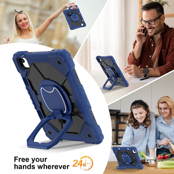 For iPad Air 11 2024 Contrast Color Robot Silicone Hybrid PC Tablet Case(Navy Black)