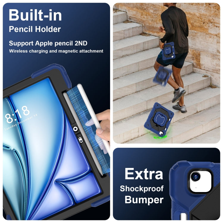 For iPad Air 11 2024 Contrast Color Robot Silicone Hybrid PC Tablet Case(Navy Black)
