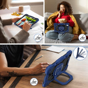For iPad Air 11 2024 Contrast Color Robot Silicone Hybrid PC Tablet Case(Navy Black)