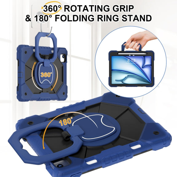 For iPad Air 11 2024 Contrast Color Robot Silicone Hybrid PC Tablet Case(Navy Black)