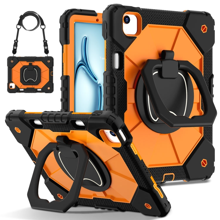 For iPad Air 11 2025 / 2024 Contrast Color Robot Silicone Hybrid PC Tablet Case(Black Orange)