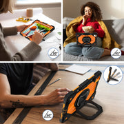 For iPad Air 11 2025 / 2024 Contrast Color Robot Silicone Hybrid PC Tablet Case(Black Orange)