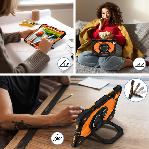 For iPad Air 11 2025 / 2024 Contrast Color Robot Silicone Hybrid PC Tablet Case(Black Orange)