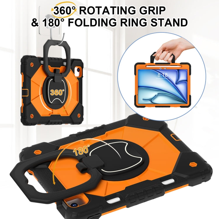 For iPad Air 11 2025 / 2024 Contrast Color Robot Silicone Hybrid PC Tablet Case(Black Orange)