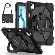 For iPad Air 11 2025 / 2024 Contrast Color Robot Silicone Hybrid PC Tablet Case(Black)