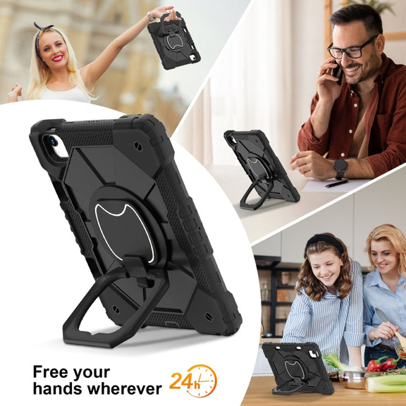 For iPad Air 11 2025 / 2024 Contrast Color Robot Silicone Hybrid PC Tablet Case(Black)