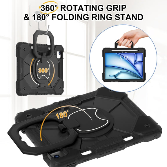 For iPad Air 11 2025 / 2024 Contrast Color Robot Silicone Hybrid PC Tablet Case(Black)