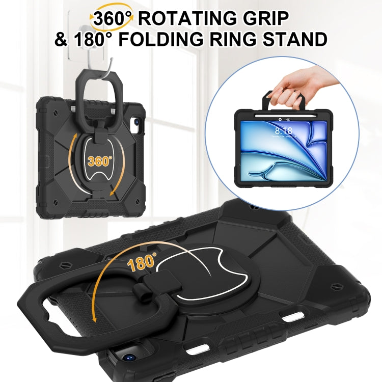 For iPad Air 11 2025 / 2024 Contrast Color Robot Silicone Hybrid PC Tablet Case(Black)