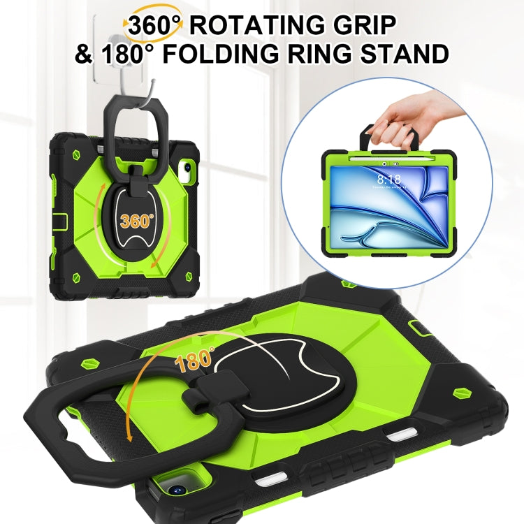 For iPad Air 11 2024 Contrast Color Robot Silicone Hybrid PC Tablet Case(Black Yellow Green)