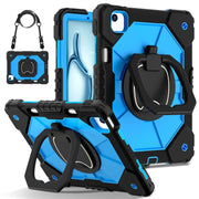 For iPad Air 11 2024 Contrast Color Robot Silicone Hybrid PC Tablet Case(Black Blue)