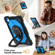 For iPad Air 11 2024 Contrast Color Robot Silicone Hybrid PC Tablet Case(Black Blue)