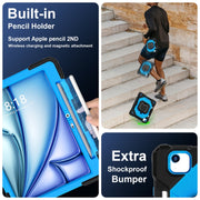 For iPad Air 11 2024 Contrast Color Robot Silicone Hybrid PC Tablet Case(Black Blue)