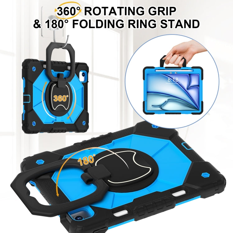For iPad Air 11 2024 Contrast Color Robot Silicone Hybrid PC Tablet Case(Black Blue)