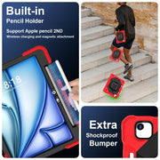For iPad Air 11 2025 / 2024 Contrast Color Robot Silicone Hybrid PC Tablet Case(Red Black)