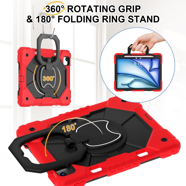 For iPad Air 11 2025 / 2024 Contrast Color Robot Silicone Hybrid PC Tablet Case(Red Black)