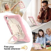 For iPad Air 11 2024 Contrast Color Robot Silicone Hybrid PC Tablet Case(Rose Gold Beige)