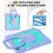 For iPad Air 11 2024 Contrast Color Robot Silicone Hybrid PC Tablet Case(Purple Mint Green)