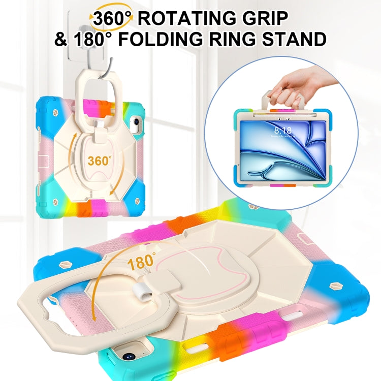 For iPad Air 11 2024 Contrast Color Robot Silicone Hybrid PC Tablet Case(Colorful Blue)